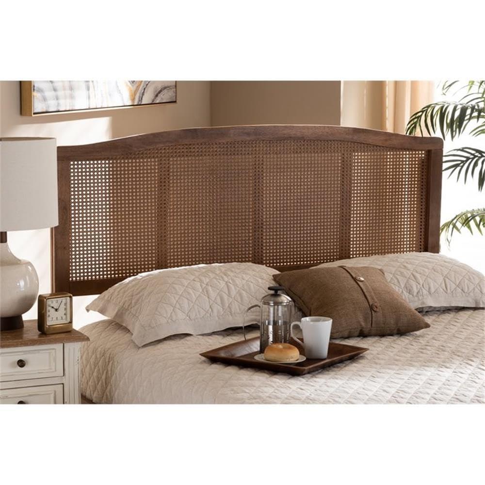 Bayou Breeze Amid a mid-century modern design, Auren's queen size headboard is crafted of wood, synthetic rattan, and ash walnut finished