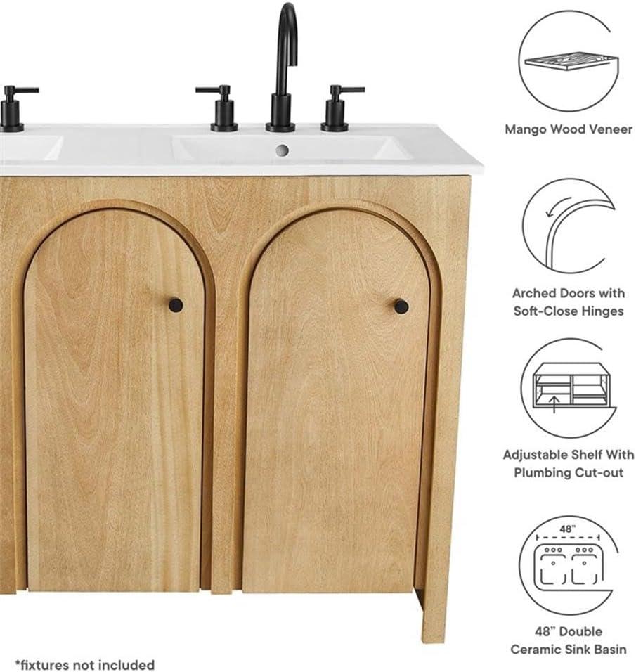 Appia 48" Oak White Double Sink Bathroom Vanity