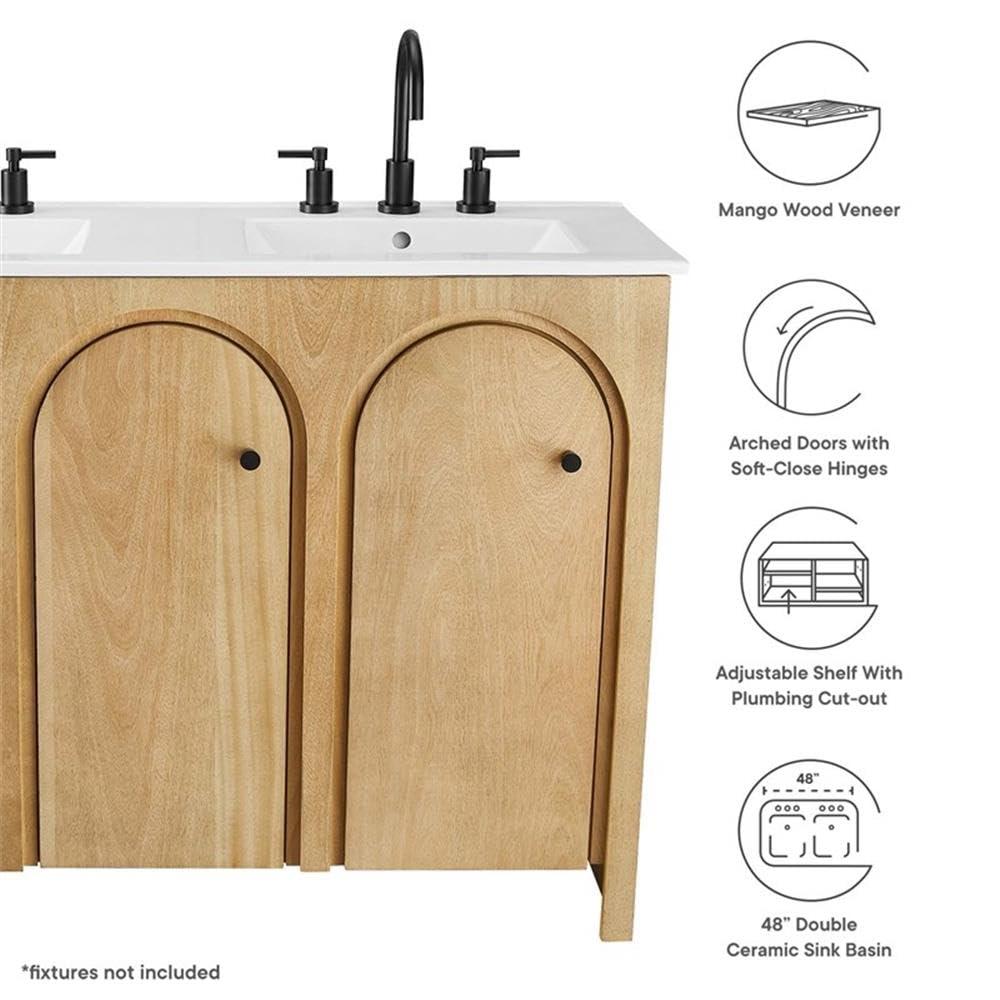 Appia 48" Oak White Double Sink Bathroom Vanity