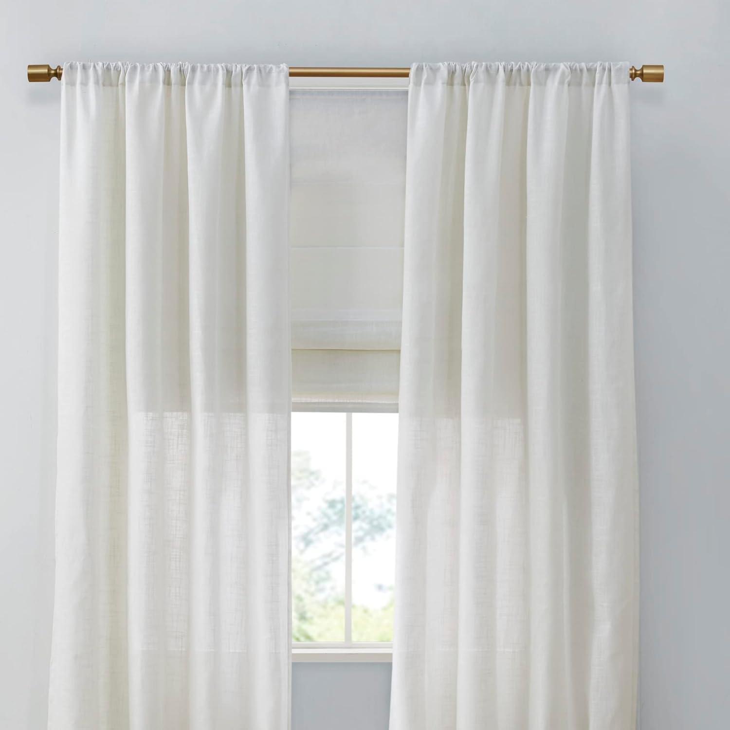 Madison Park Kyler White Linen Blend Light Filtering Curtain Panel Pair 52x84" (Set of 2)