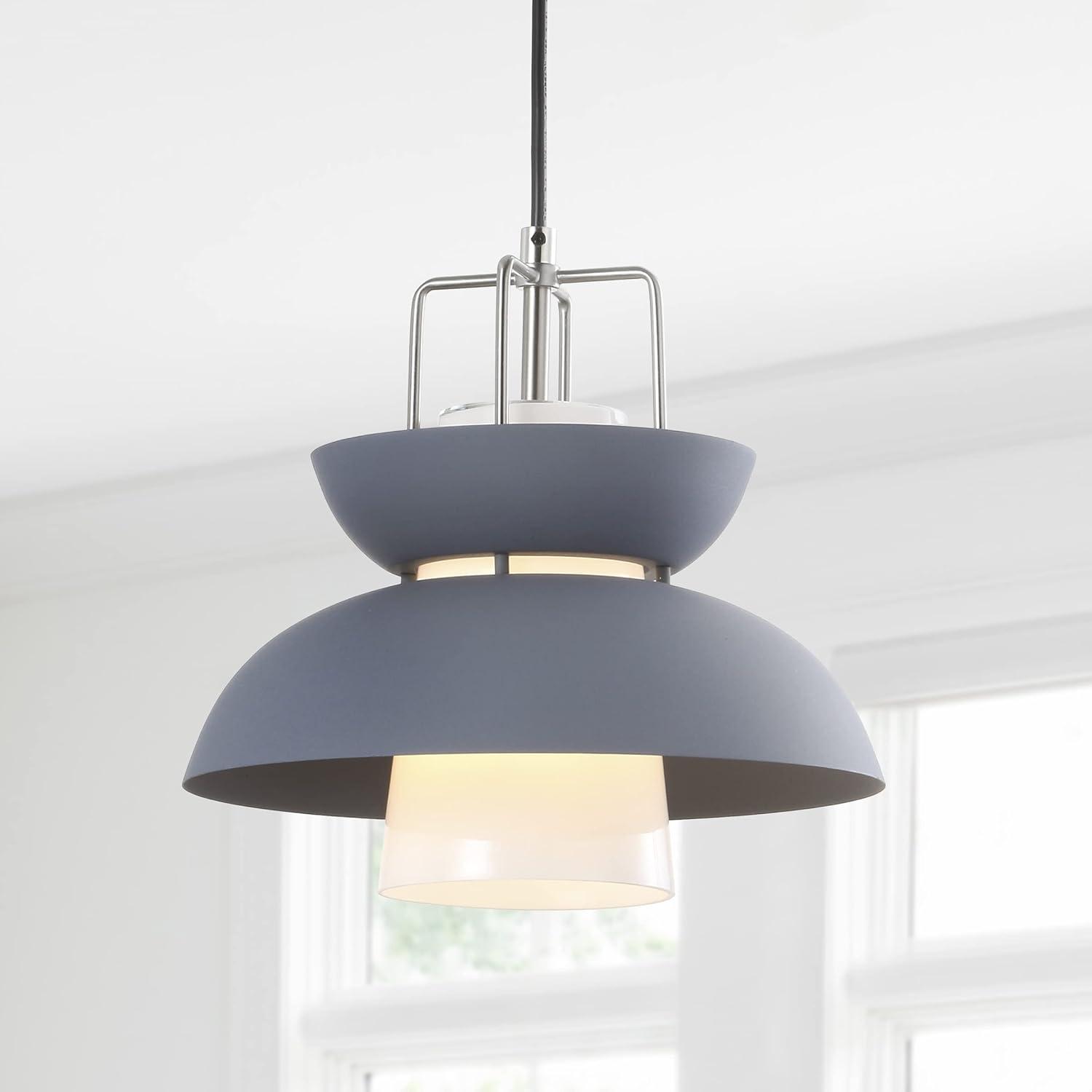 Paul 11" Farmhouse Metal LED Pendant, Gray