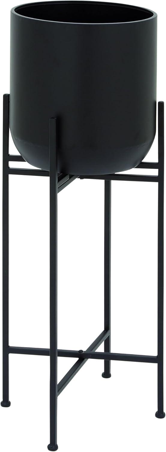 Olivia & May Modern With Stand Iron Planter Pots Black