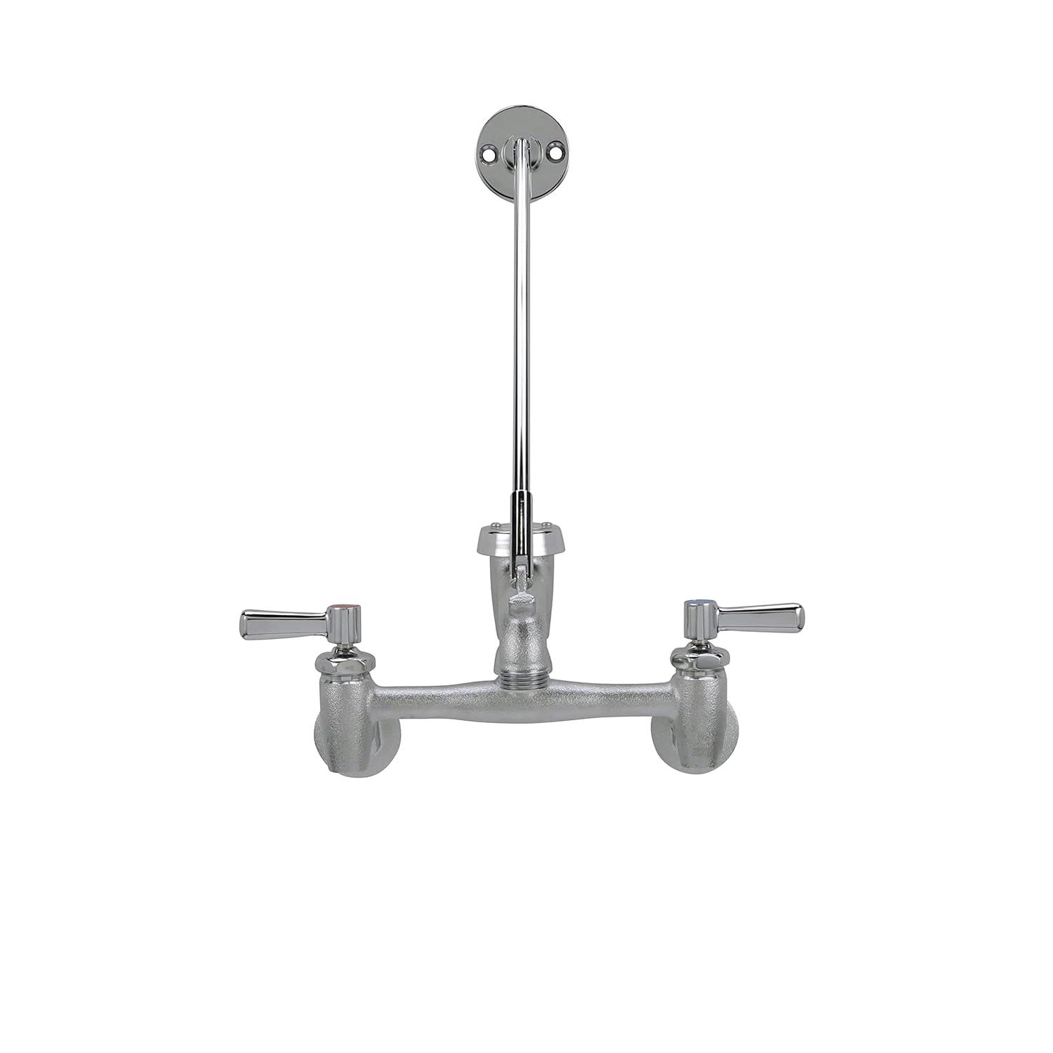 Chrome Wall-Mount Lever Handle Commercial Sink Faucet