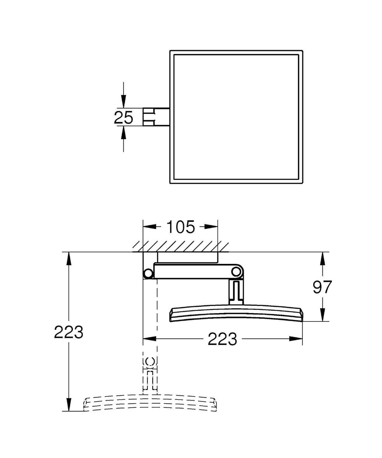 GROHE Selection Cube Modern & Contemporary Magnifying Makeup / Shaving Mirror