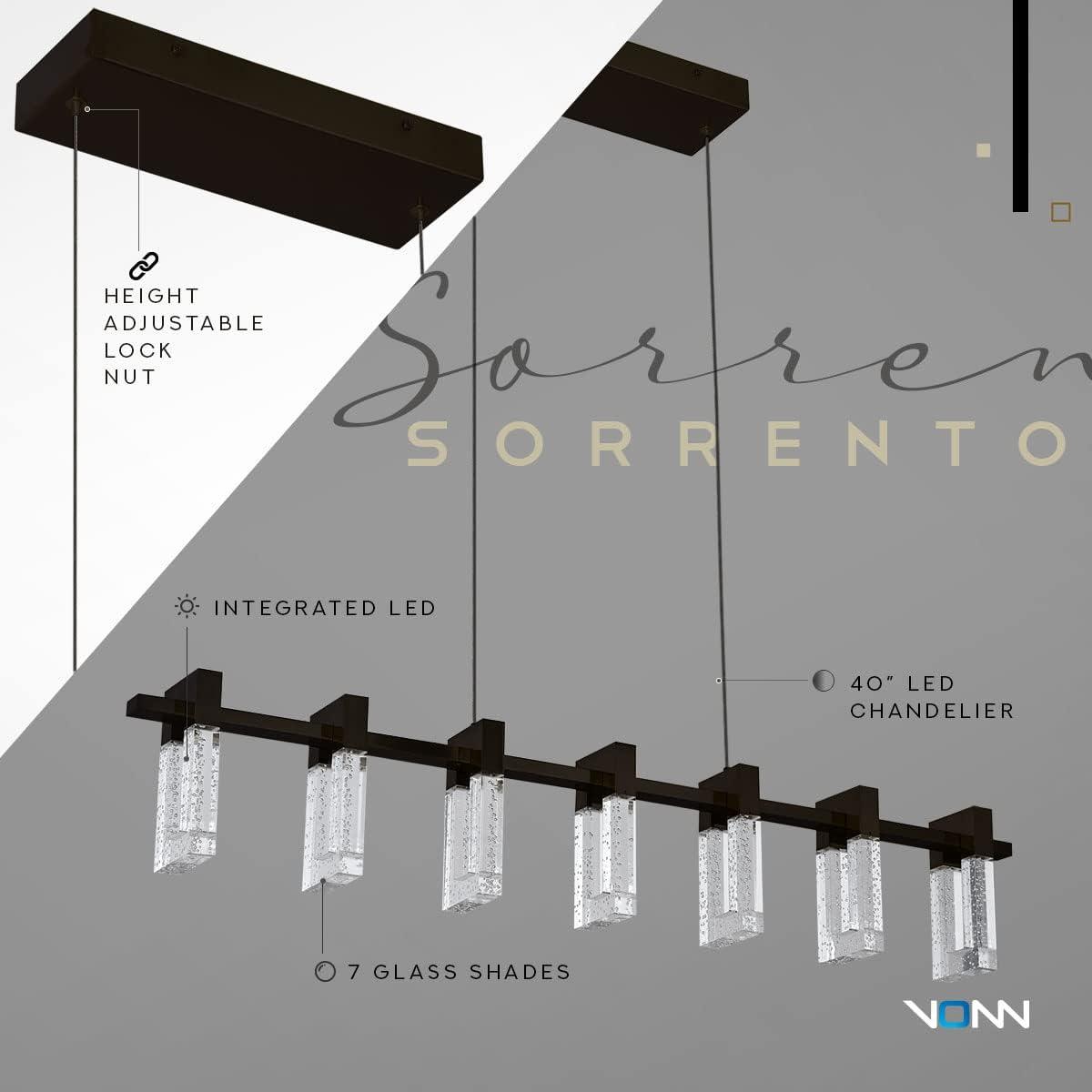 Sorrento 40-in 7-Light Height Adjustable ETL Certified Integrated LED Linear Chandelier