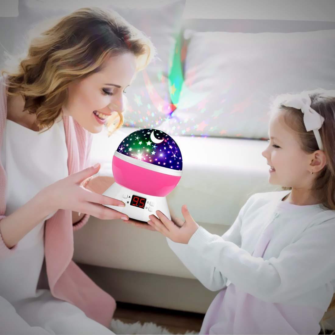 MOKOQI Star Projector Night Lights for Kids, Fun Gifts for 1-4-6-14 Year Old Girl and Boy, Projection Lamp for Kids Bedroom Ceiling, Stars and Moon for Child Asleep Peacefully (White)