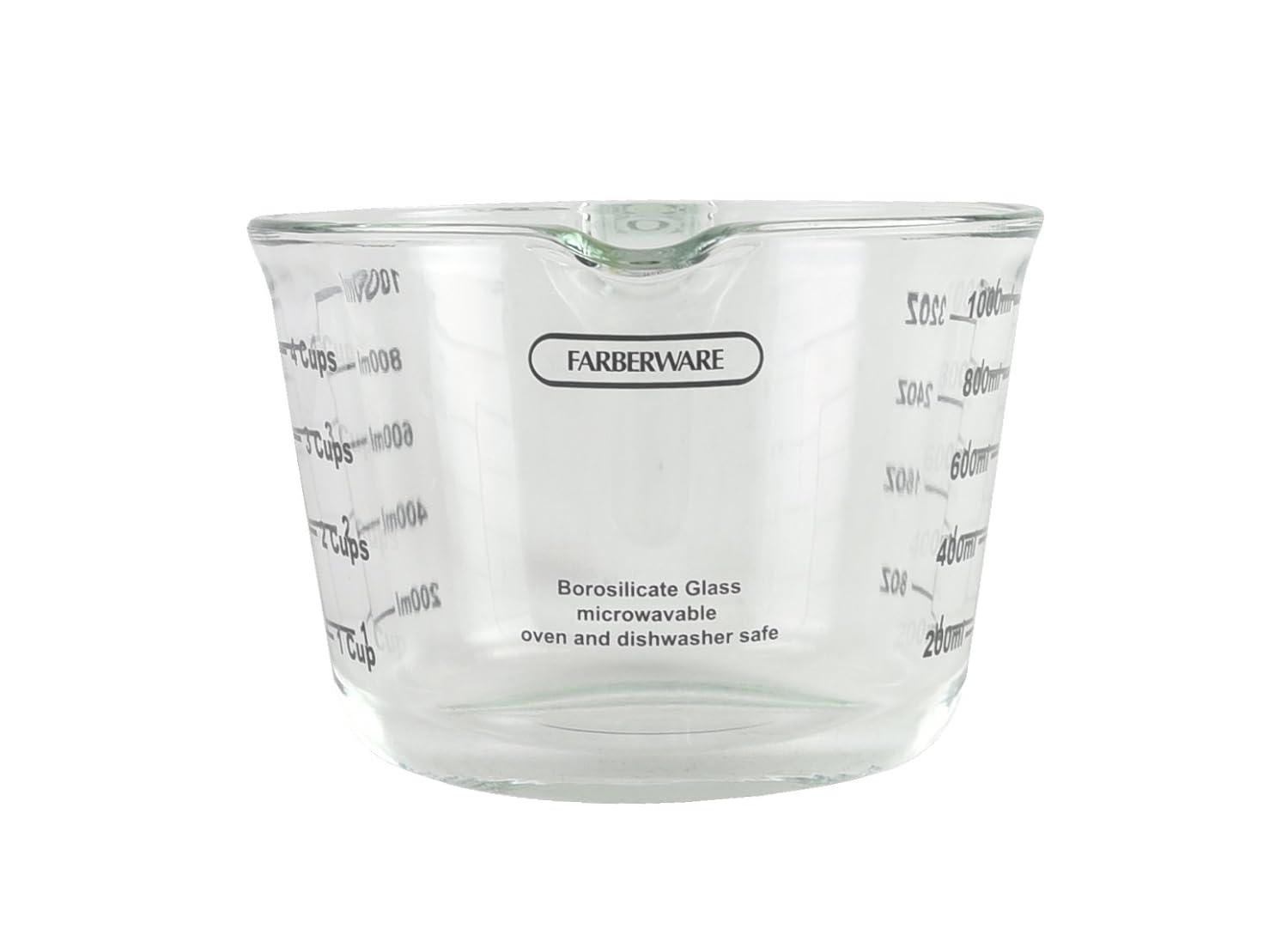 Farberware Farberware 4-Cup Borosilicate Glass Wet and Dry Measuring Cup with Oversized Measurements, Clear