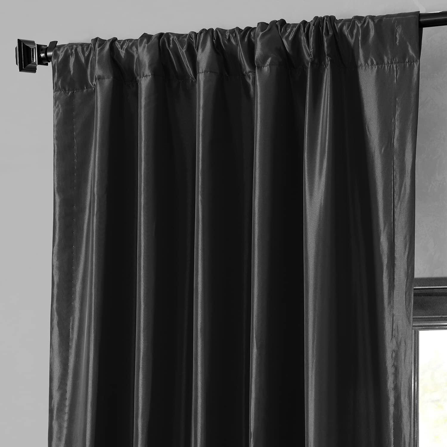 Platinum Blackout Faux Silk Taffeta Curtain (1 Panel), Platinum, 50W X 84L