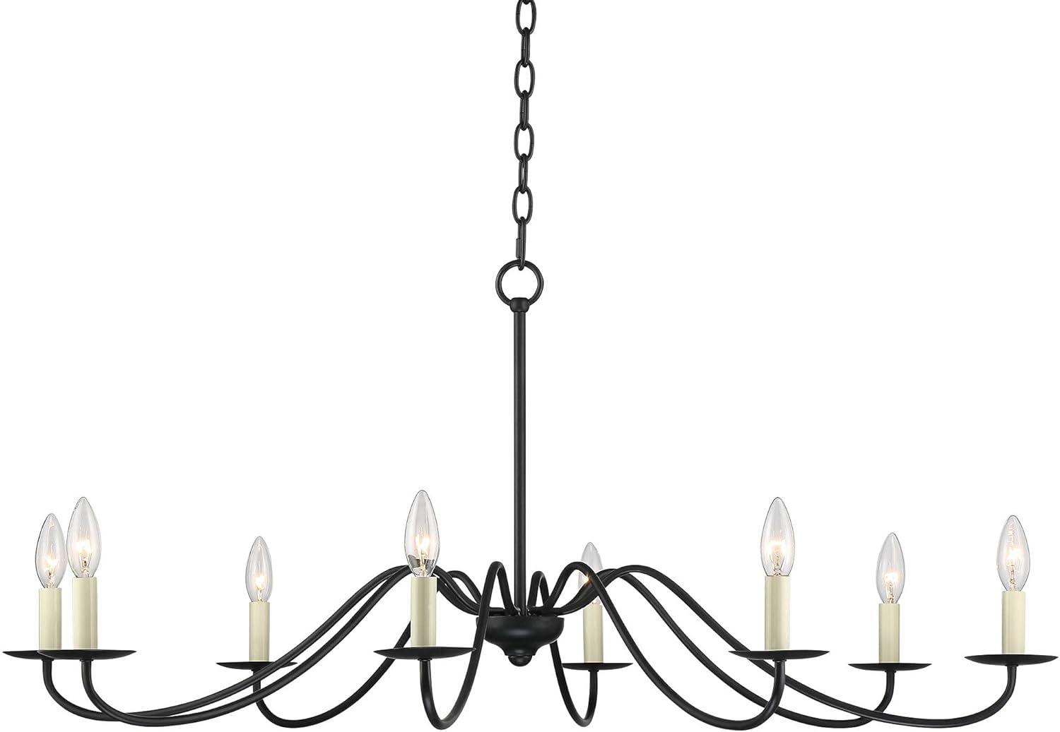 Franklin Iron Works Soft Gold Chandelier 42" Wide Farmhouse Rustic Bent Arms 8-Light Fixture for Dining Room Living House Home Foyer Kitchen Island