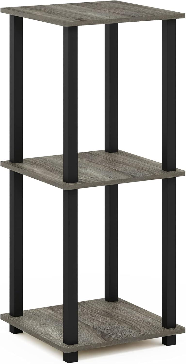 Furinno Engineered Wood Simplistic End Table in French Oak Gray/Black (Set of 2)