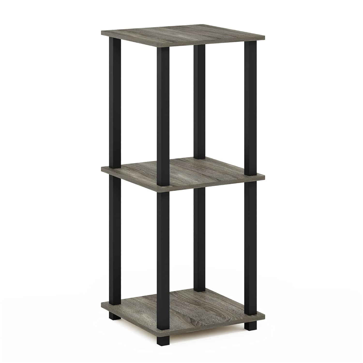 Furinno Engineered Wood Simplistic End Table in French Oak Gray/Black (Set of 2)