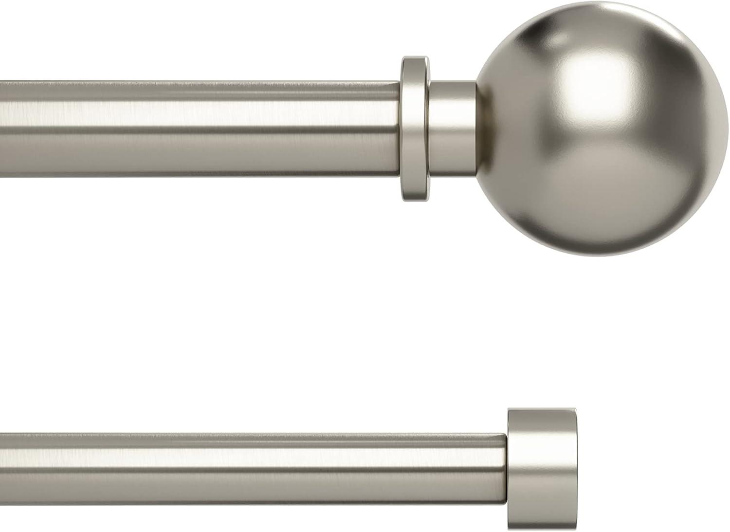 Nickel Adjustable Double Curtain Rod Set with Ball Finials