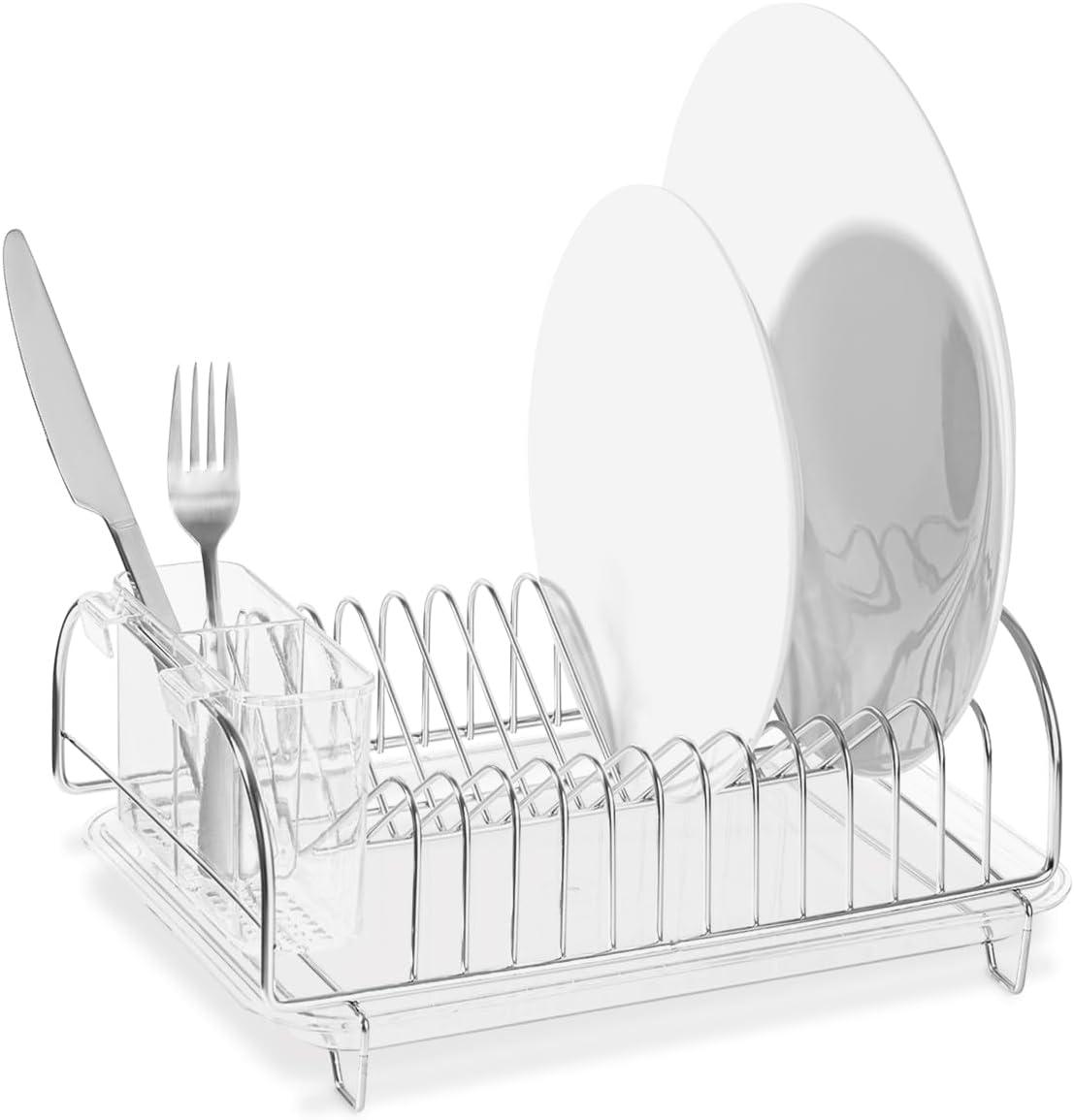 Better Houseware 3-Piece Compact Dish Drainer Set in Silver