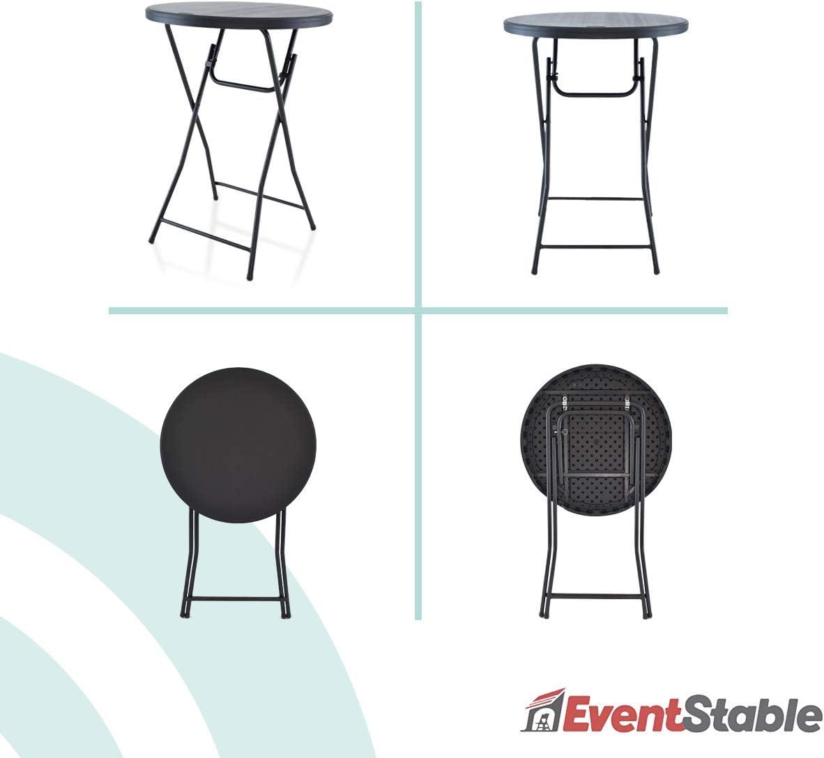 Black Round Blow Molded Plastic Folding Cocktail Table, 32''