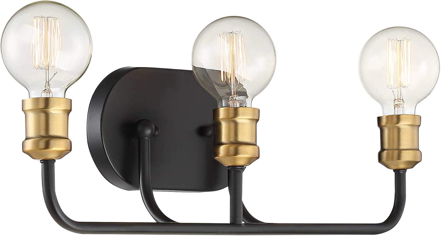 Aras Sleek Industrial Wall Light Black Brass 20" 3-Light Fixture