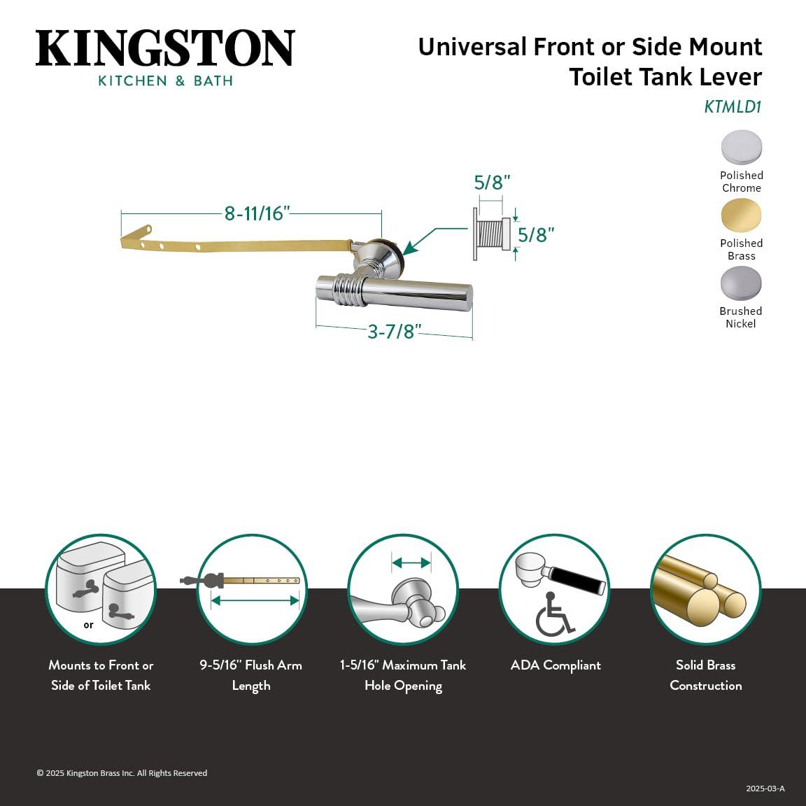 Kingston Brass Milano Universal Front or Side Mount Toilet Tank Lever