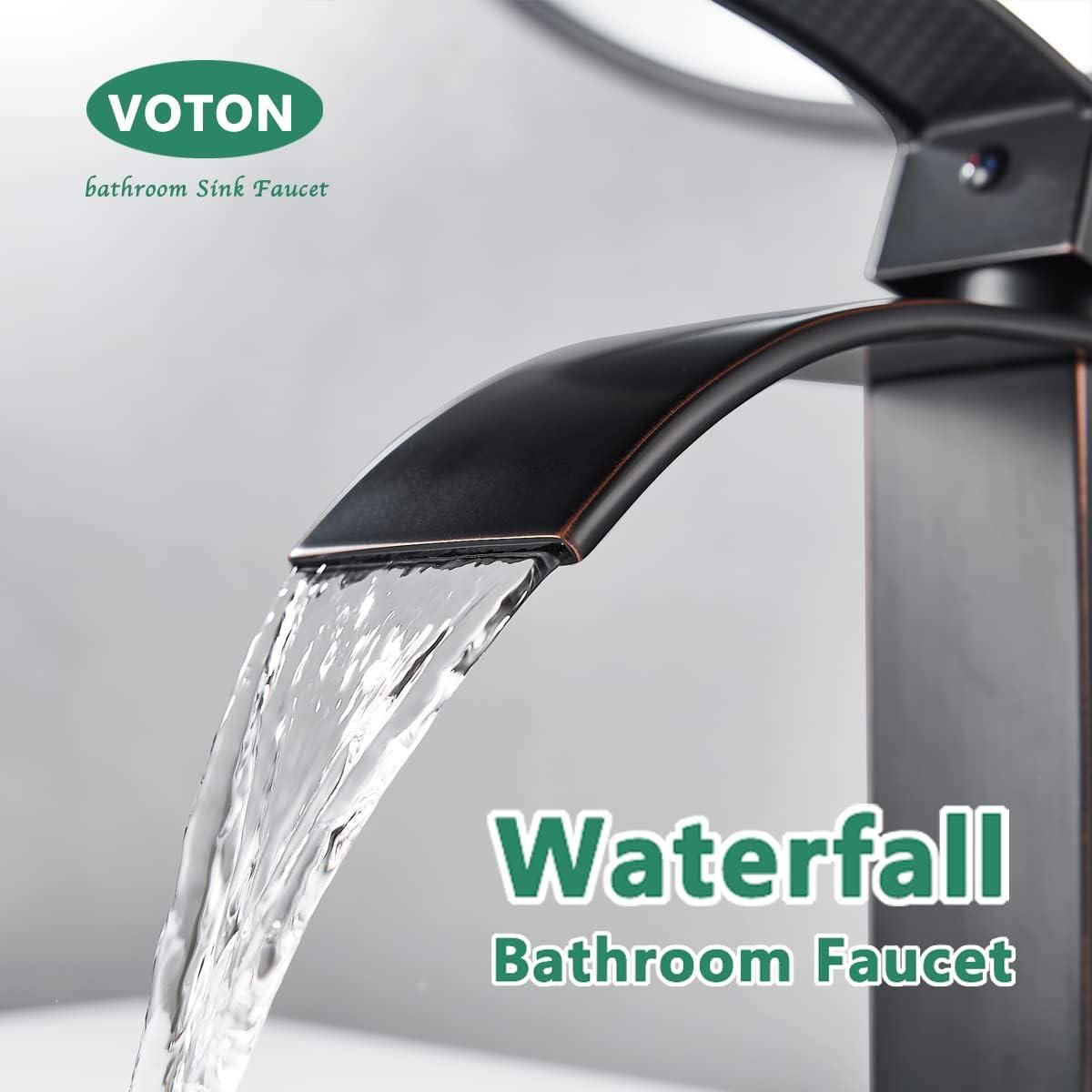 VIBRANTBATH Waterfall Low-Arc Single Hole Bathroom Faucet 6021-ORB
