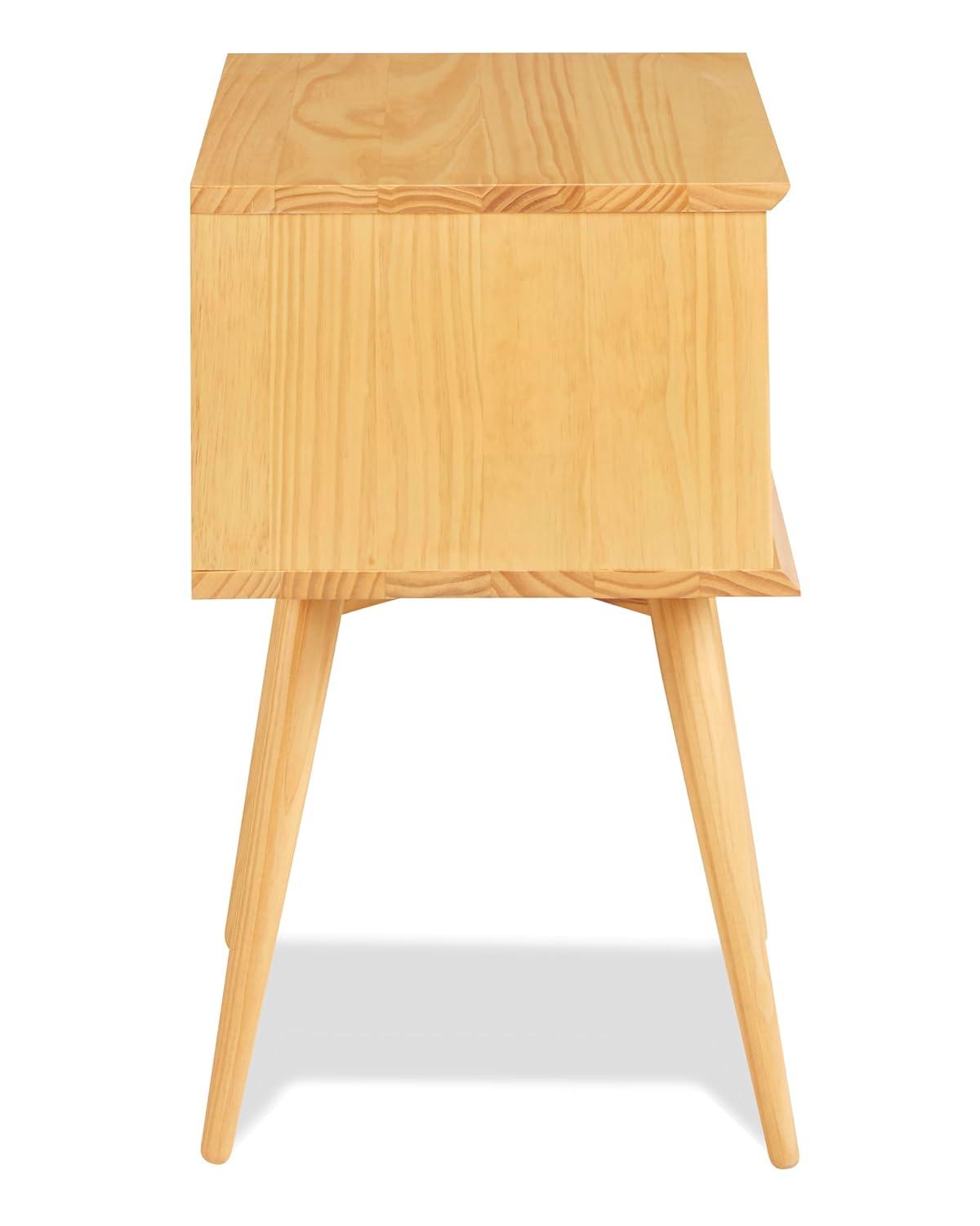 Camaflexi Mid Century Nightstand 2-Drawer Night Stand Cabinet, Scandinavian Oak