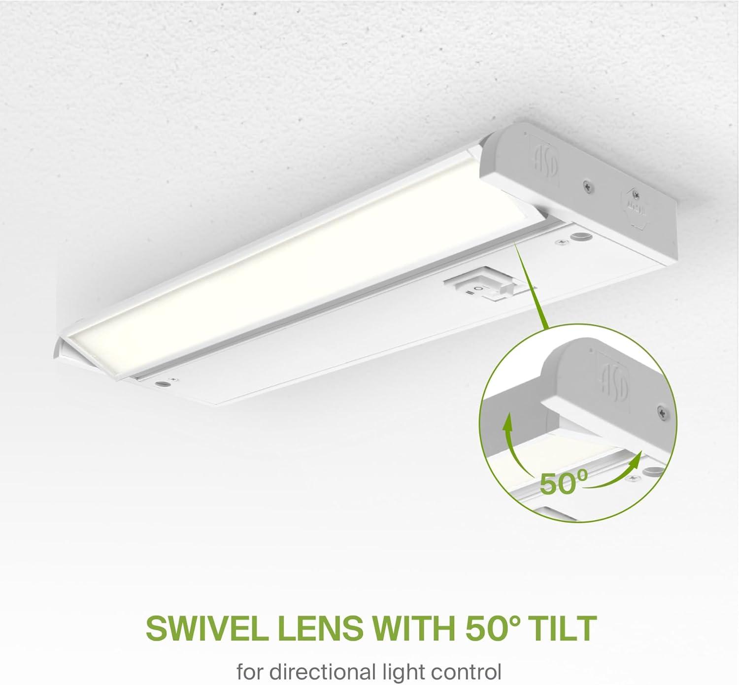 ASD Swivel LED Under Cabinet Lighting, 18 Inch 8W, Hardwired or Plug-in, 2700K/3000K/4000K, Hi/Low Switch, Rotatable Lens, Dimmable Linkable Under Counter Light for Kitchen, ETL & Energy Star