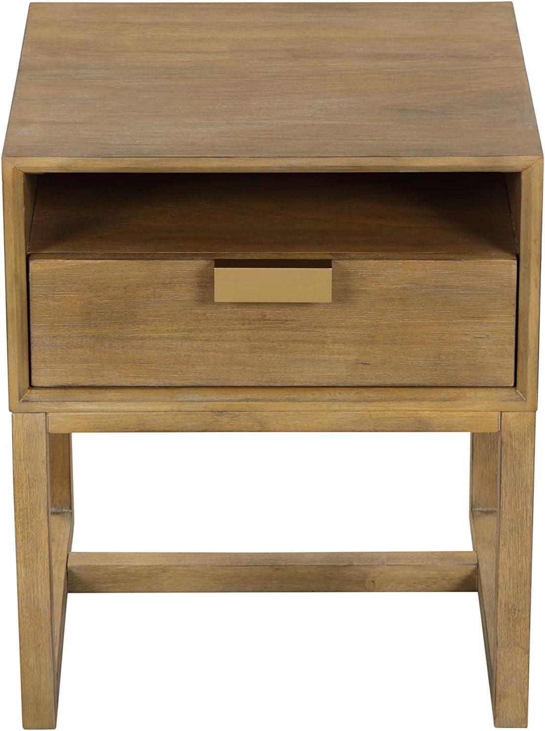 22" Luke Wood Nightstand with Open Cubby, Farmhouse Rustic Style - Nathan James