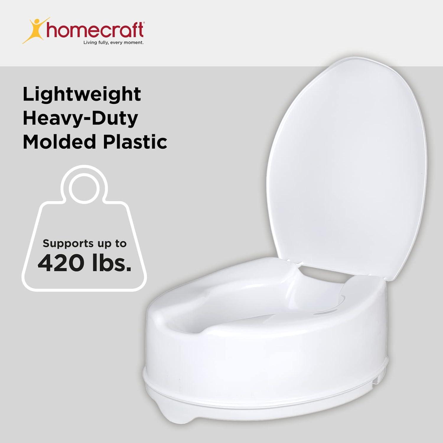 Homecraft Savanah Raised Toilet Seat with Lid, 6" High, 1 Pack