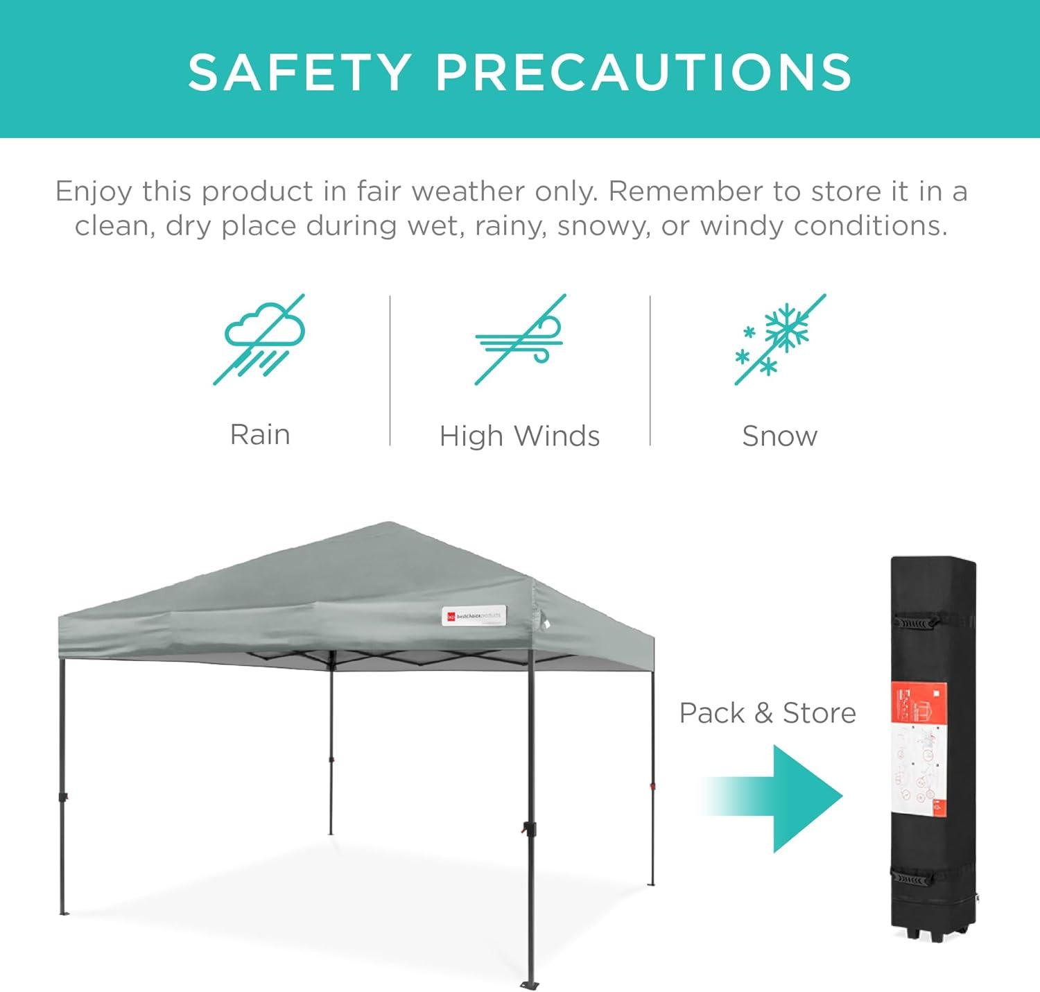 Best Choice Products Best Choice Products Easy Setup Pop Up Canopy W/ 1-Button Setup, Wheeled Case, 4 Weight Bags