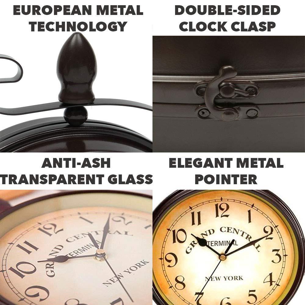 Killer's Instinct Outdoors Vintage Double Sided Vintage Industrial Wall Clock for Outdoor Decorative Wall Art Antique Decor Office Clocks Silent Kitchen Watches Steampunk