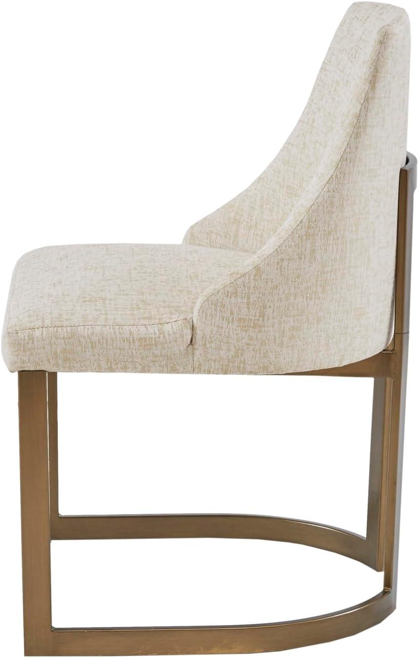 Madison Park Set of 2 Thornton Dining Chairs Gray: Upholstered, Metal Legs, Contemporary Style