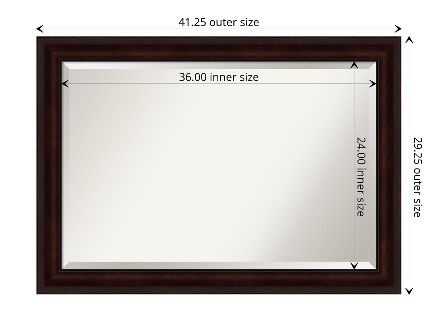 Amanti Art Beveled Bathroom Wall Mirror - Coffee Bean Brown Frame - Coffee Bean Brown Outer Size: 41 x 29 in