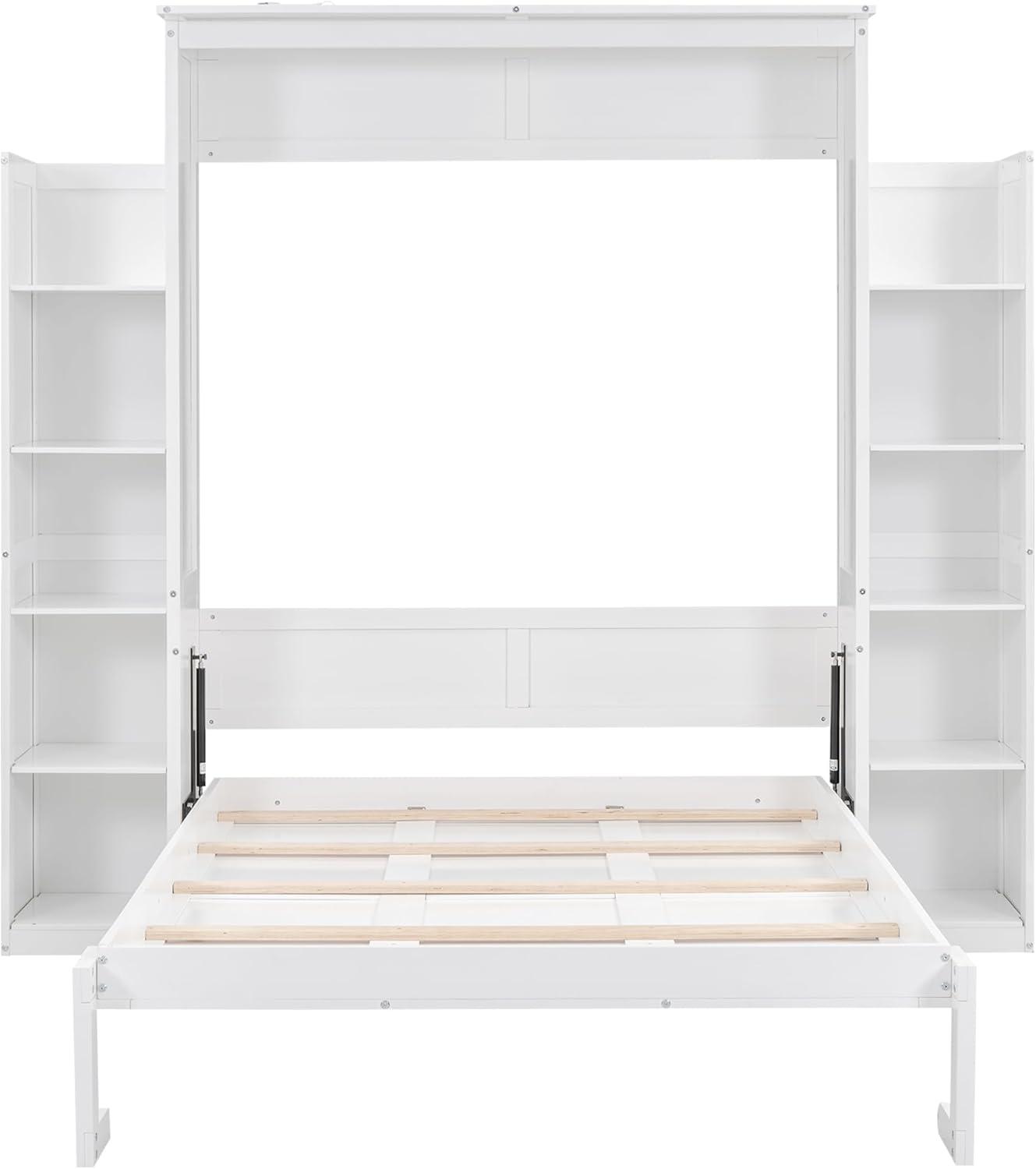 yuanhuan Full Size Murphy Bed Wall Bed With Shelves And LED Lights