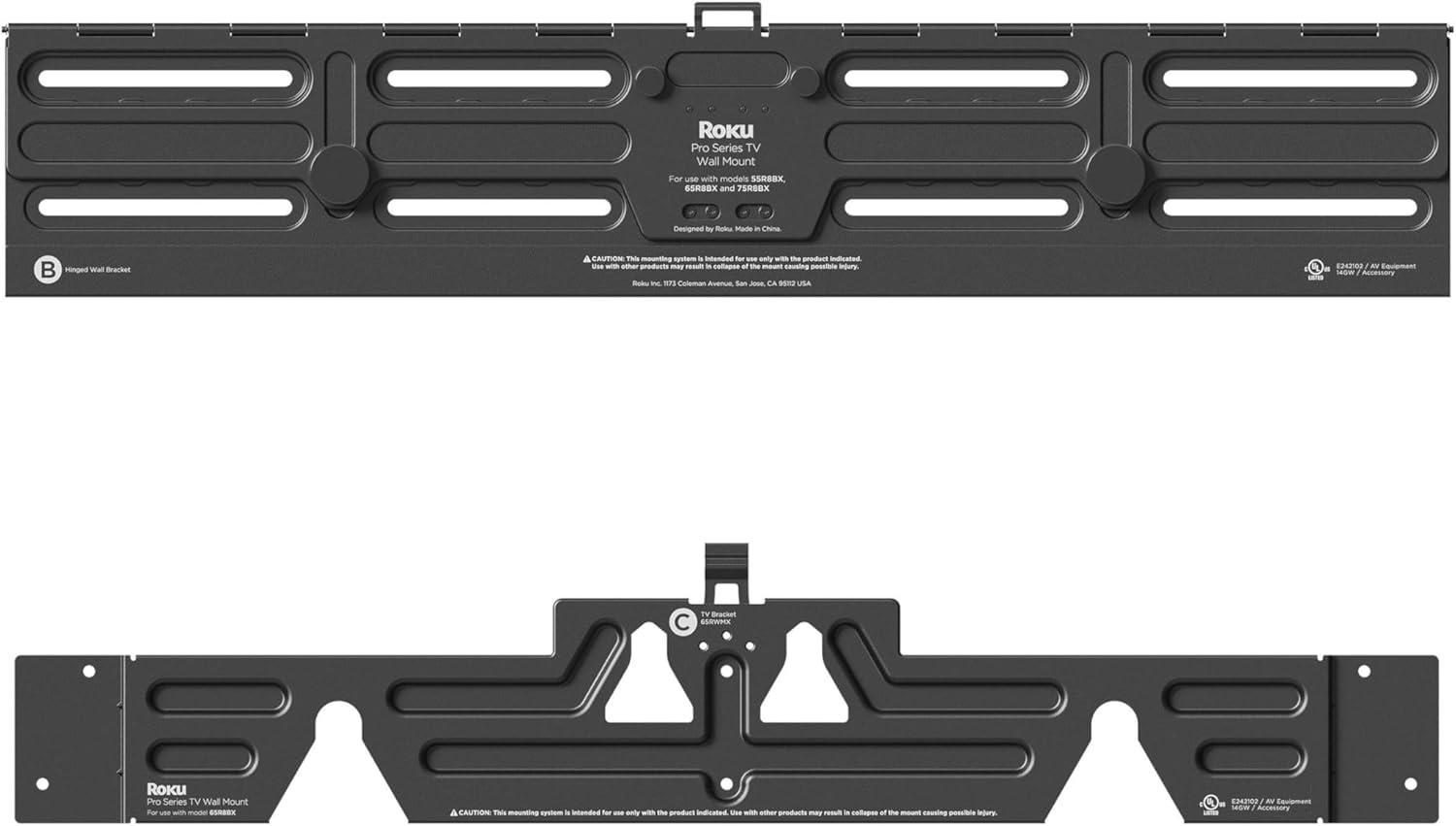Roku Wall Mount Kit for 65-Inch Pro Series TV - Ultra-Slim with Minimalist, Flat Design - Hinged TV Mount and Kickstand for Easy Access to Cables