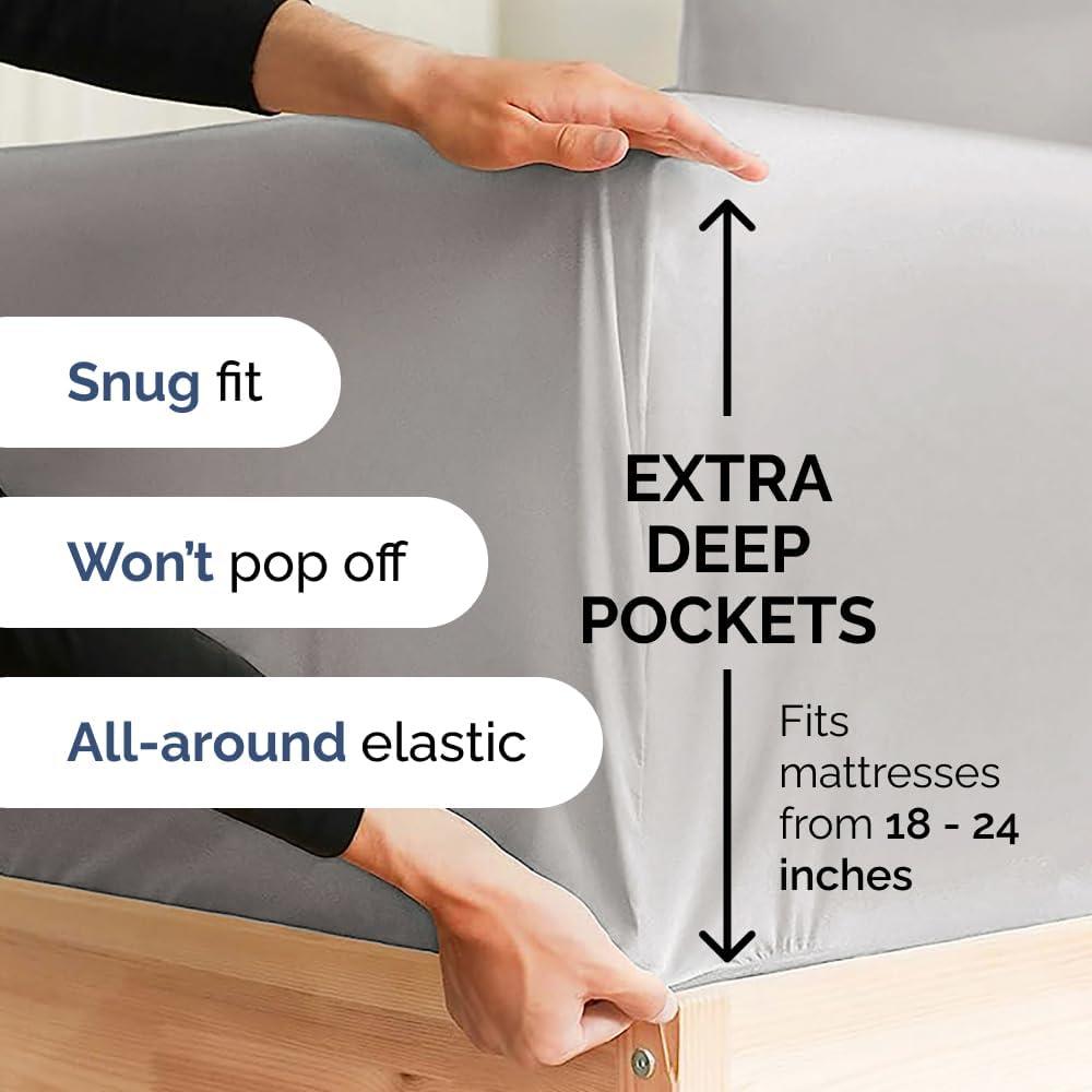 CGK Linens 6 Piece Extra Deep Pocket Ultra Soft & Cooling Sheet Set