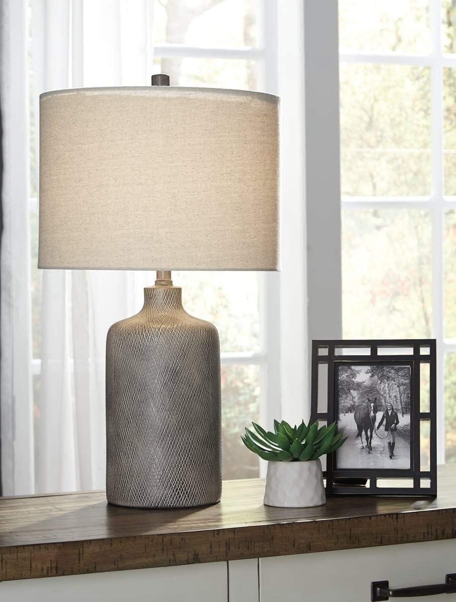 Signature Design by Ashley Linus Table Lamp Antique Black: Ceramic Base, Polyester Shade, UL Listed, 3-Way Switch