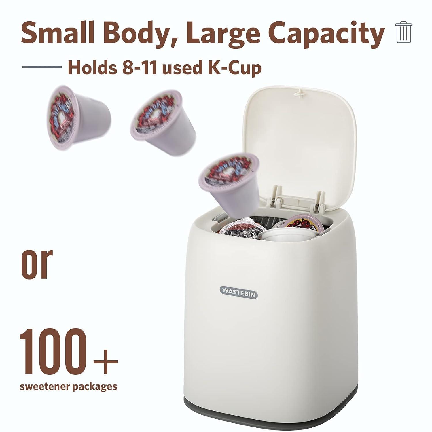 Mini Countertop Trash Can with 3 Rolls of Trash Bags, Waste Can with Press Type Lid, 1.5 L / 0.40 Gal Wastebasket Dispenser, Bin for Coffee Table, Bathroom Vanity Top (White)