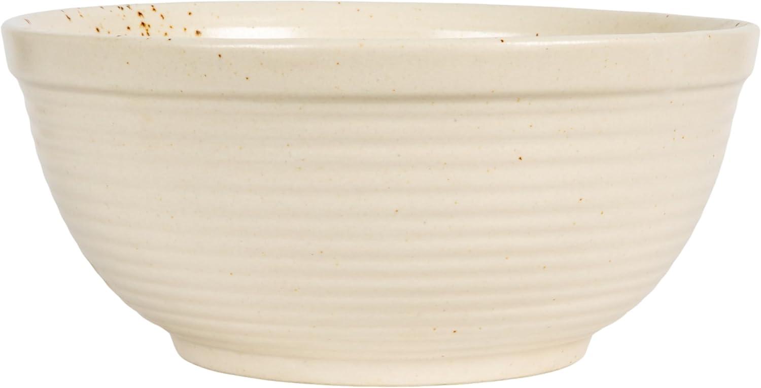 Creative Co-Op Farmhouse Stoneware Bowl, White Speckled Glaze