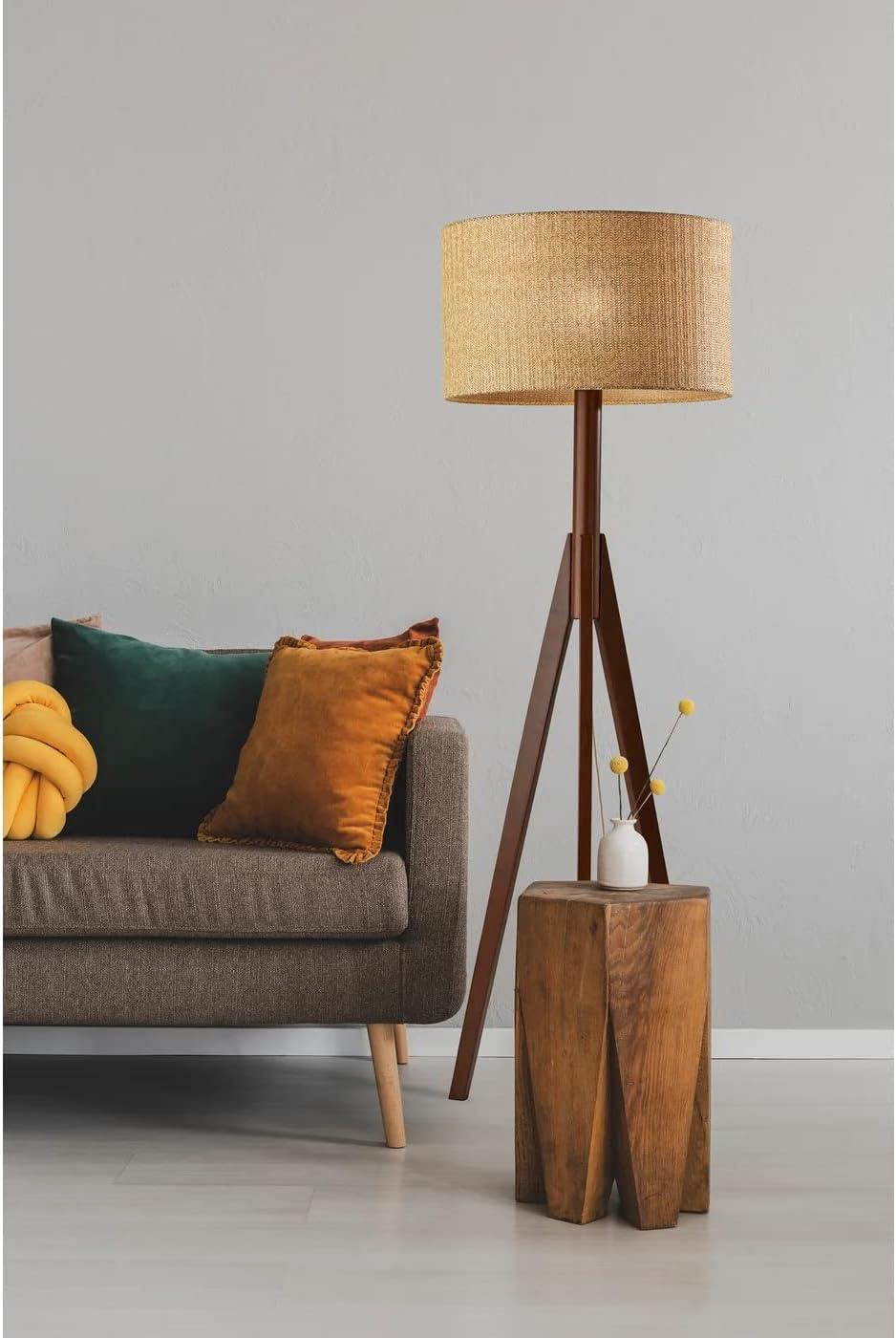 Adesso Eden Floor Lamp, Walnut Rubberwood