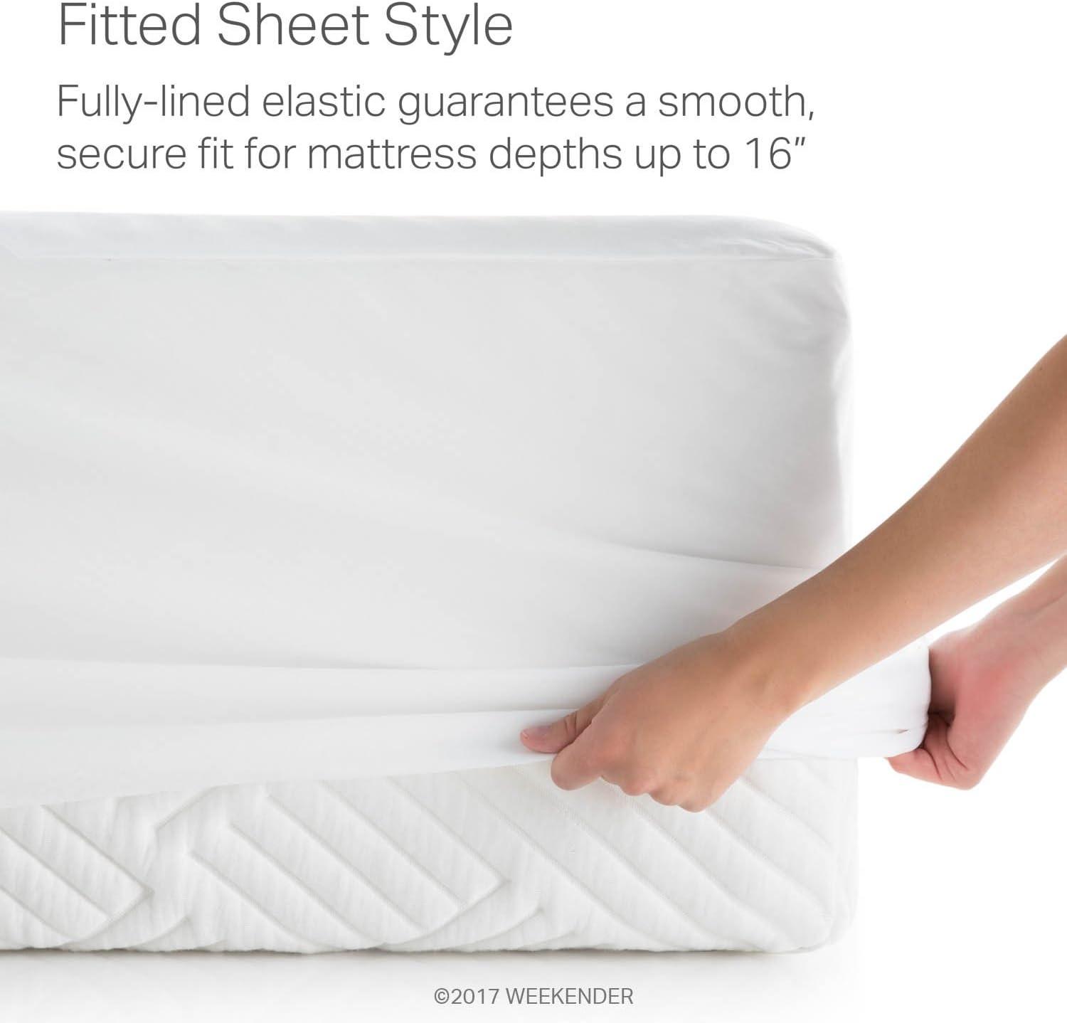 WEEKENDER Premium Commercial-Grade 5-Sided Mattress Protector - Waterproof-High Heat Dryer Proof-Reinforced Seams - Dorm Room Essentials- Twin XL , White