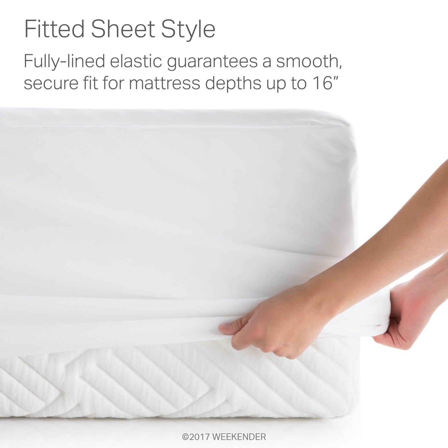 WEEKENDER Premium Commercial-Grade 5-Sided Mattress Protector - Waterproof-High Heat Dryer Proof-Reinforced Seams - Dorm Room Essentials- Twin XL , White