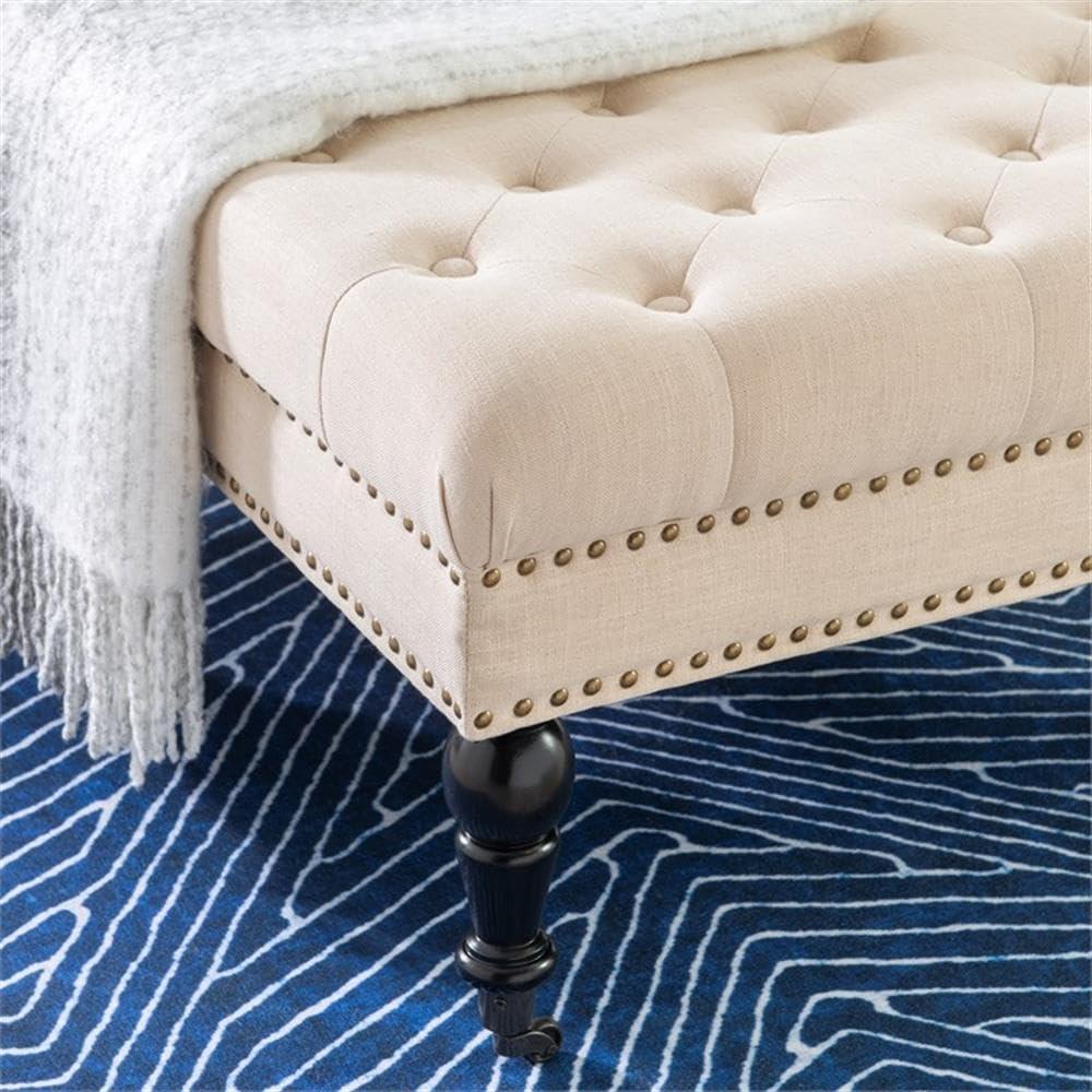 Kelly Clarkson Home Landis 35" Nailhead Trim Tufted Upholstered Ottoman