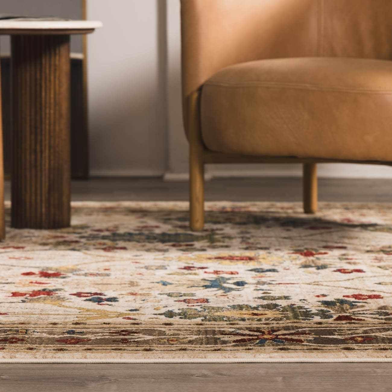 BoutiqueRugs Neola Traditional Floral Bordered Area Rug - Oriental Damask Patterned Rug for Living Room, Bedroom, Dining Room - Green, Sage, Rust, White - 2'6" x 7'10" (2x7 Runner Rug)