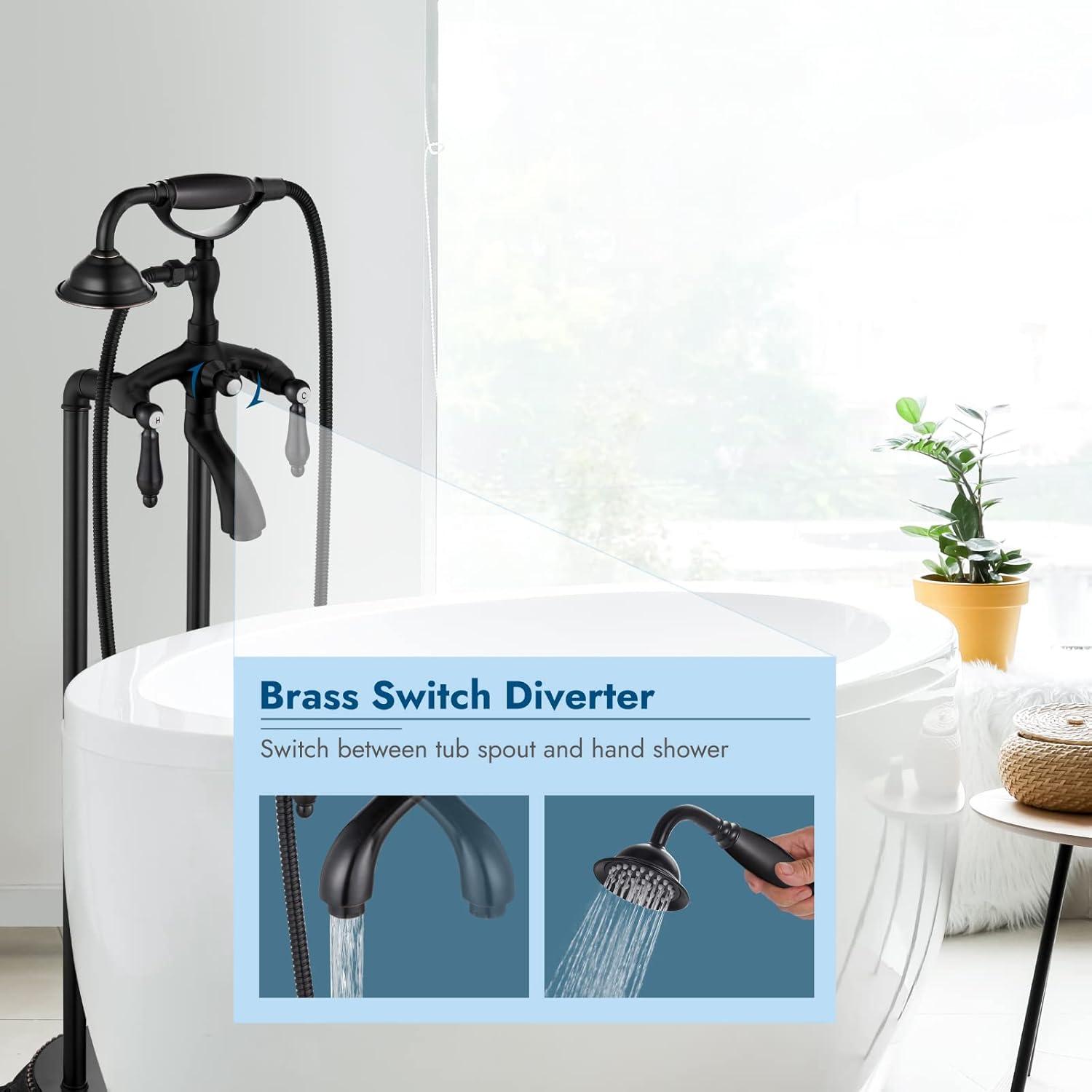 Oil Rubbed Bronze Freestanding Bathtub Faucet with Handheld Shower