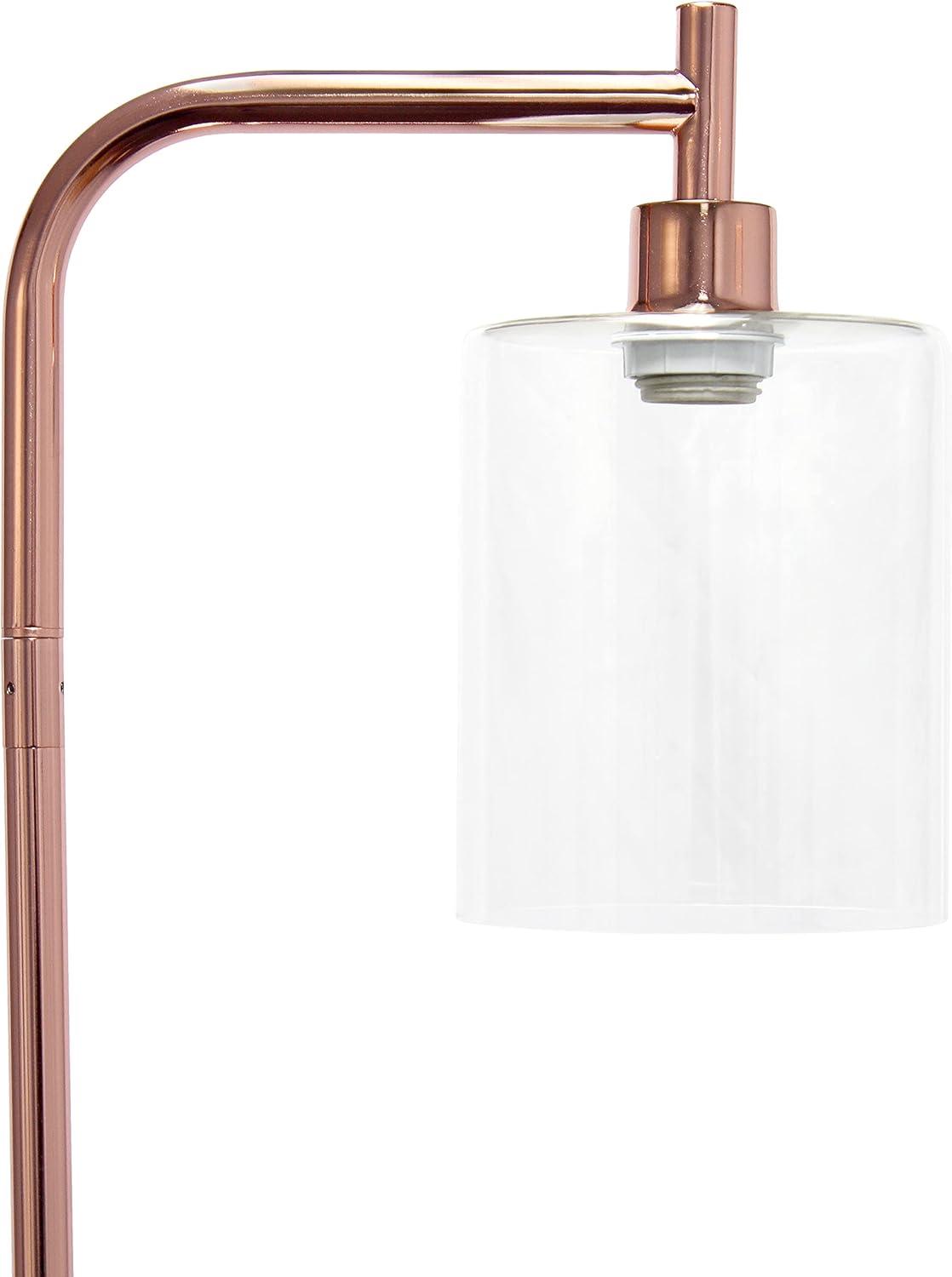 Elegant Rose Gold Arc Floor Lamp with Clear Glass Shade