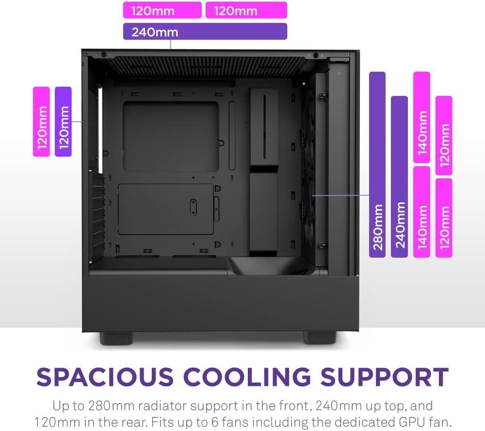 Black Mid Tower Gaming Case with Tempered Glass Panel