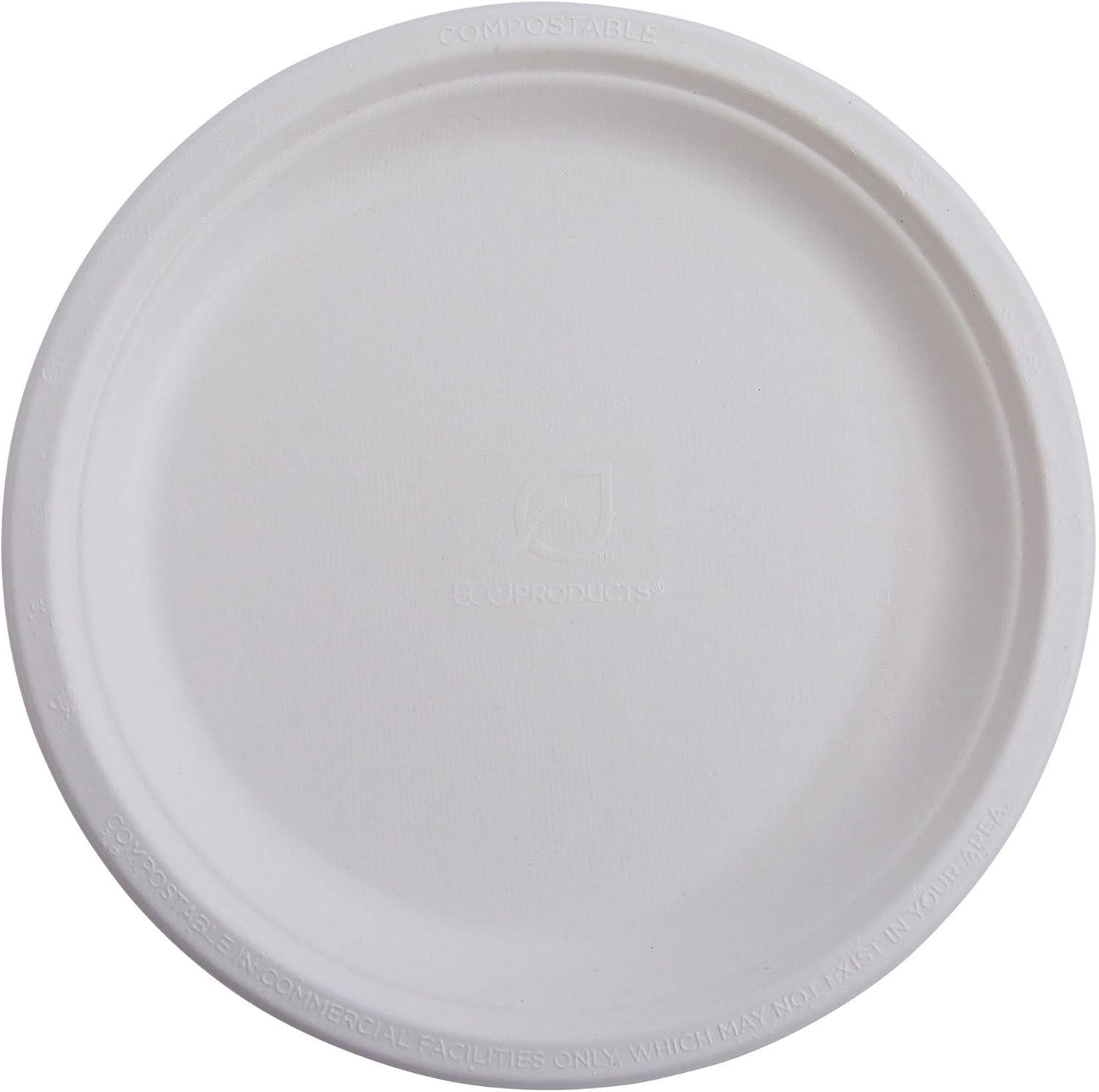 Vanguard Renewable and Compostable Sugarcane Plates, 6", White, 1,000/Carton