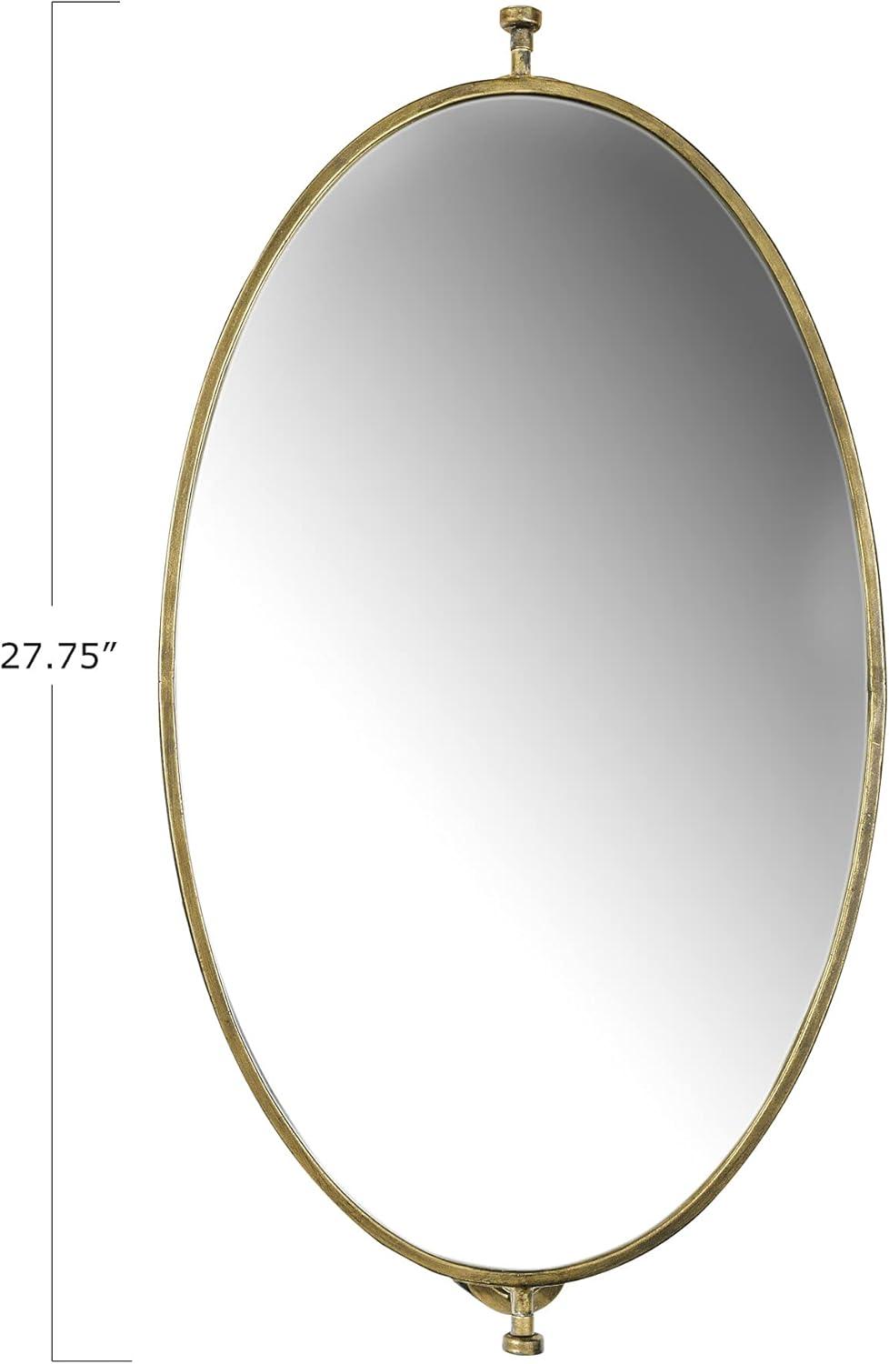 Gold Oval Metal Pivoting Wall Mirror, 32.4" x 19.5"