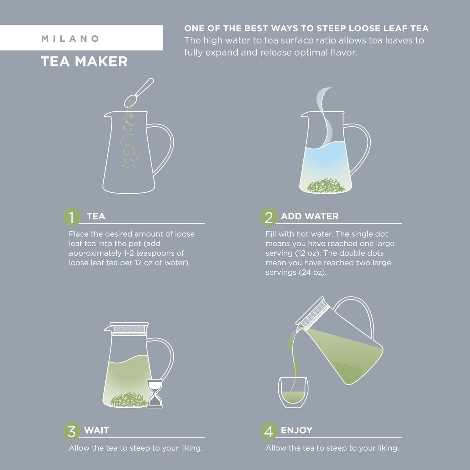 Milano Double-Walled Glass Teapot with Stainless Steel Filter Lid