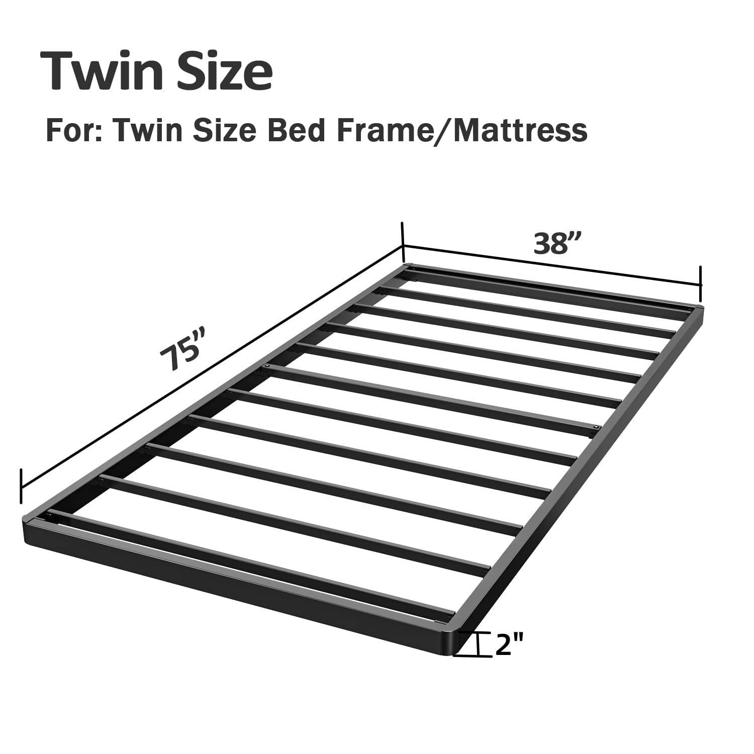Alwyn Home Bercht 2" Low Profile Metal Box Spring Bunkie Board, Thin Bed Slat Replacement(No legs)
