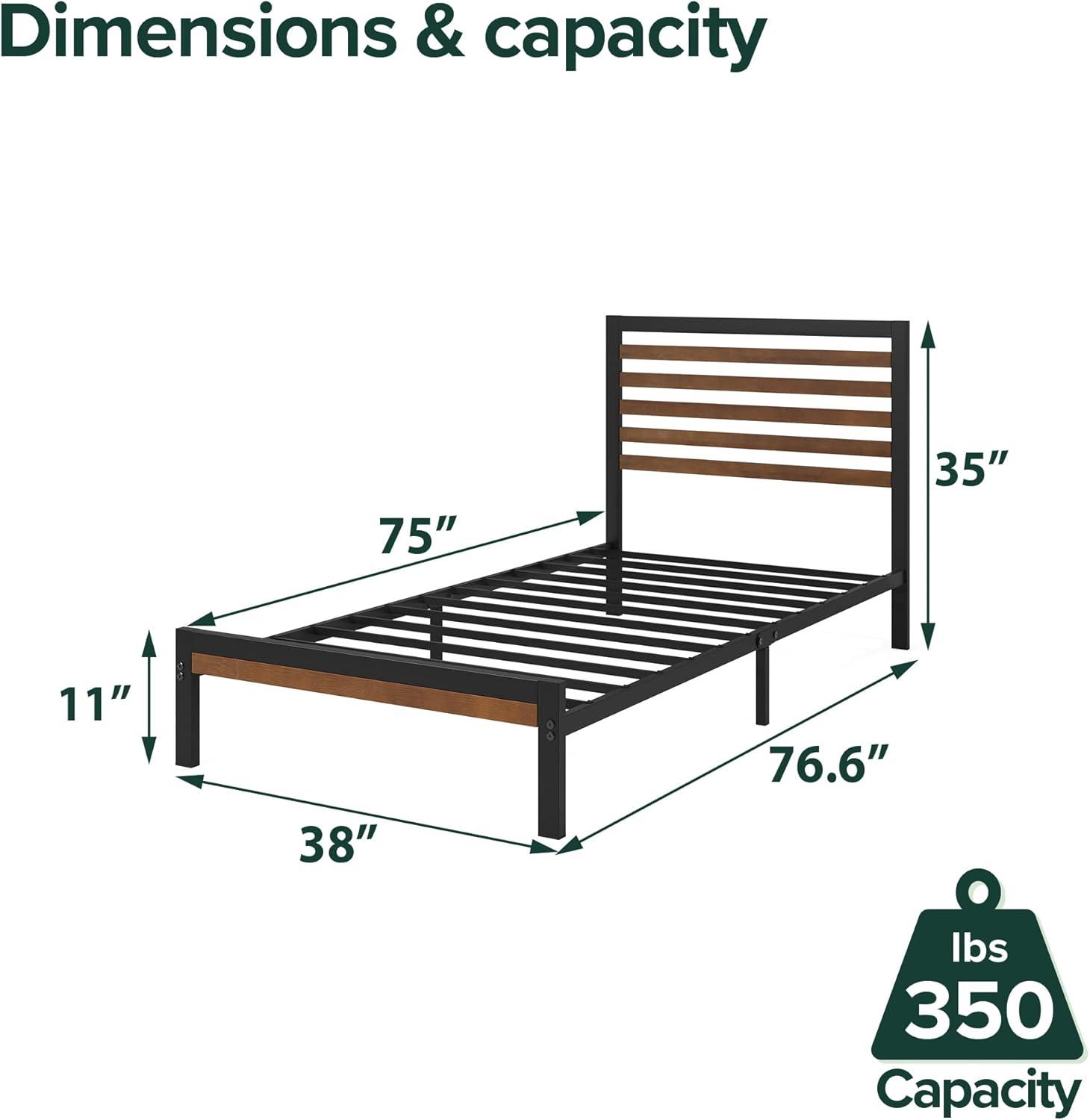 Zinus 35" Kai Bamboo and Metal Platform Bed Frame, Twin