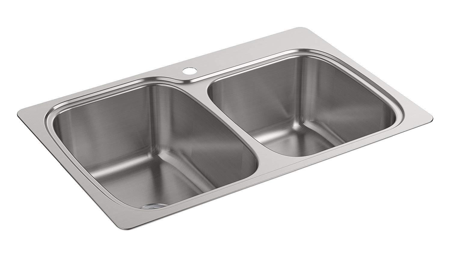 Kohler K-75791-1 Verse 33" Double Basin Drop-In Or Undermount Stainless Steel Kitchen Sink