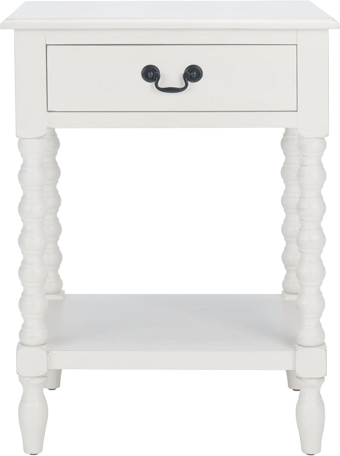 Distressed White Modern Farmhouse Accent Table with Storage